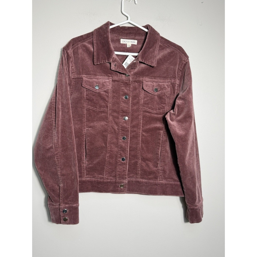 NEW CACTUS + PEARL Wide Wale Corduroy Plum Trucker Jacket Womens Large